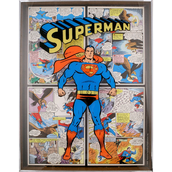 1973 Vintage DC Superman glass comic store Shadow box framed