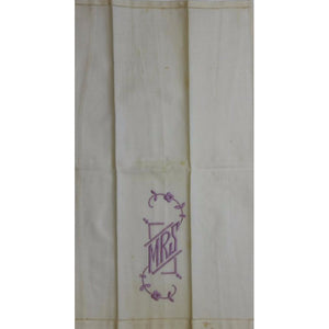 Vintage 'Mr & Mrs' Linen Hand Towels w/ Lavender Monogram