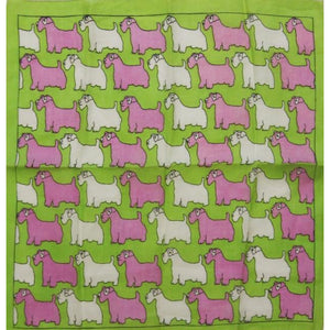 Lime Green, Pink & White Terrier Pocket Square