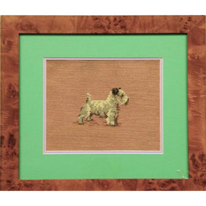 "Hand-Needlepoint Framed Terrier" (SOLD)