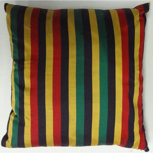 Vintage Silk Pillow w/ Gold/Navy/Red & Green Stripes