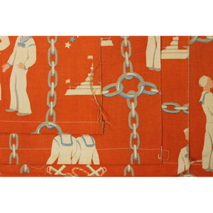 4pc Vintage Orange Sailor & Anchor Print Fabric