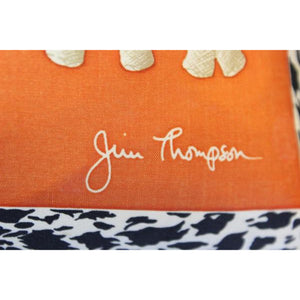 'Jim Thompson Thai Elephants & Palm Trees Orange Silk Pillow' (SOLD)