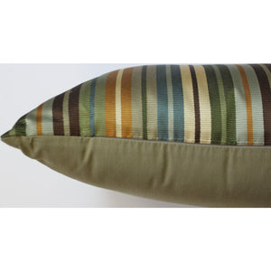 Pair of Silk Olive/Navy Stripe Pillows