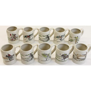 Set x (14) Paul Brown for Brooks Brothers Sporting Pursuits c1947 Mugs