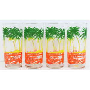 Set of 4 Palm Tree Highball Glasses