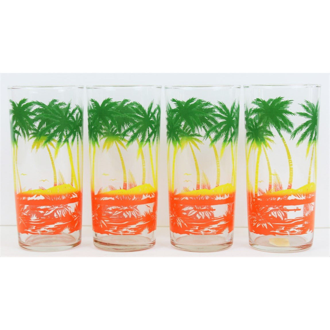 Set of 4 Palm Tree Highball Glasses