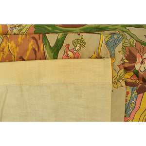 Pair of Multi- Pastel Color Chinoiserie Curtains w/ Pinch Pleats & Custom Backing