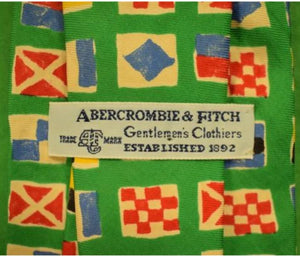 "Abercrombie & Fitch Green Signal Flags c1980s Tie" (SOLD)