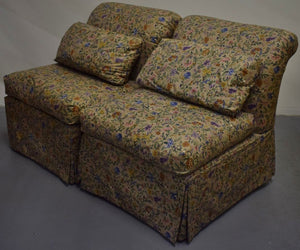 Pair of Domain Glazed Floral Chintz Slipper Chairs