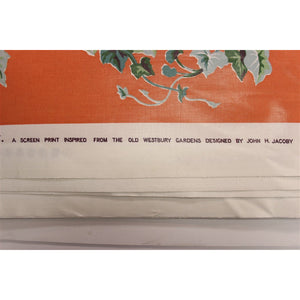 Brunschwig & Fils 1987 Coral Glazed Chintz Fabric w/ Green Leaflet Pattern