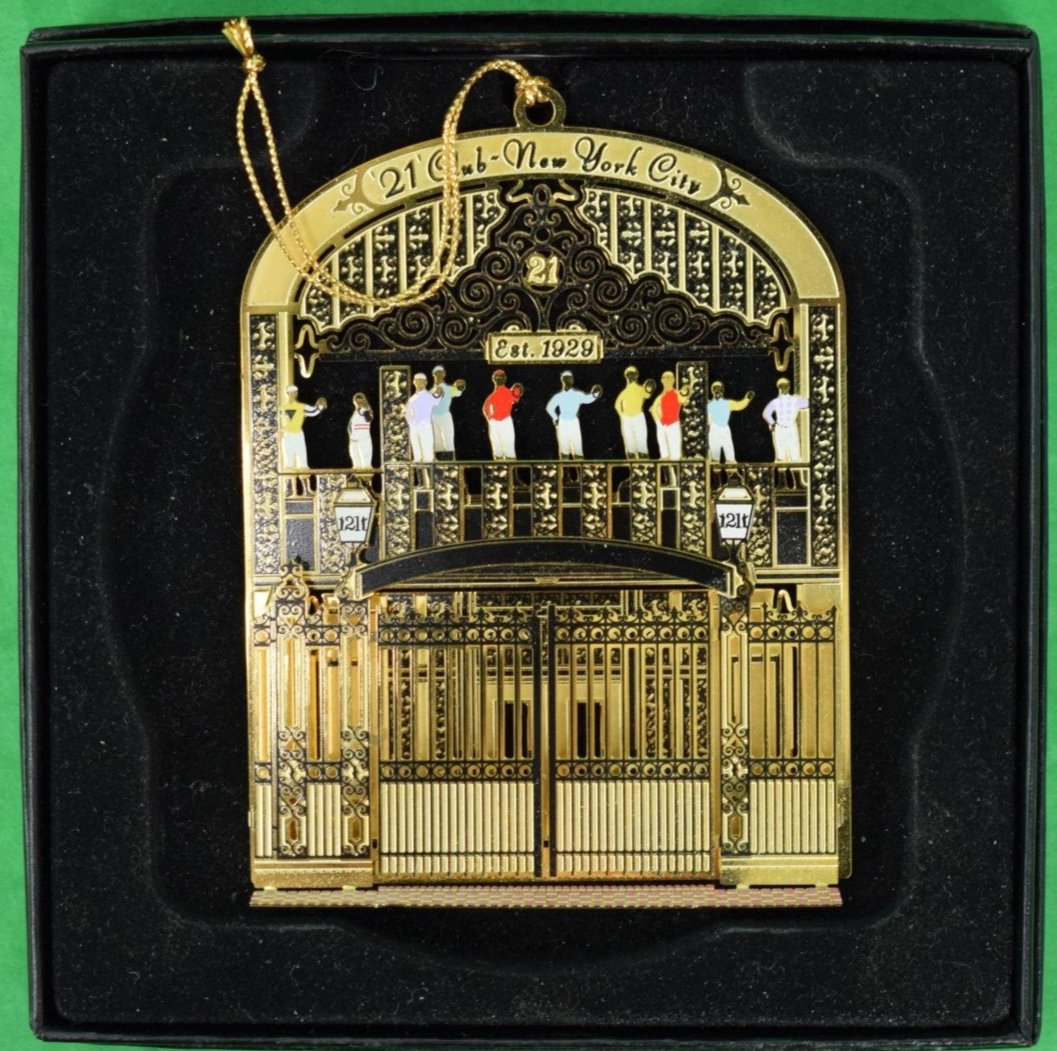 21 Club Brass Iron Gate Christmas Jockeys Ornament