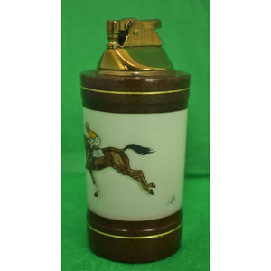 H Kauffman & Sons Jockey & Racehorse Porcelain Cigarette Lighter
