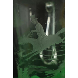 "Abercrombie & Fitch Hawkes Etched Glass Fox-Hunt Cocktail Pitcher" (SOLD)