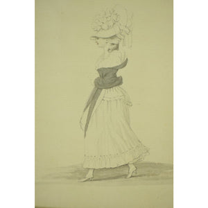 Paul Sandby, R.A. Study of a Fashionable Lady Walking Ink & Wash on Paper from the Braga Oakendale, Va Estate