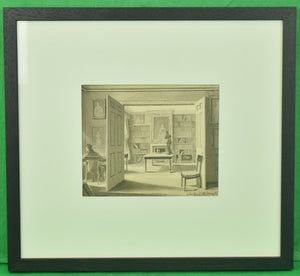 Apartment 33 Mount St Library Interior Pen & Ink c1805 by Michael Jones