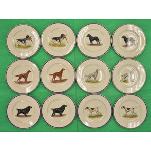 Set Of (12) Cyril Gorainoff Hand-Painted Plates w/ (6) Pair Of Sporting Dog Breeds"