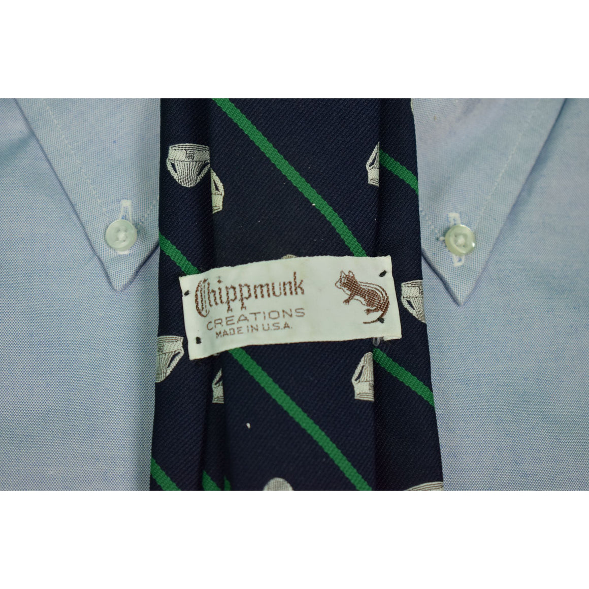 "Chipp 'Munk' Jockstrap Navy w/ Green Stripe Club Tie" (SOLD)