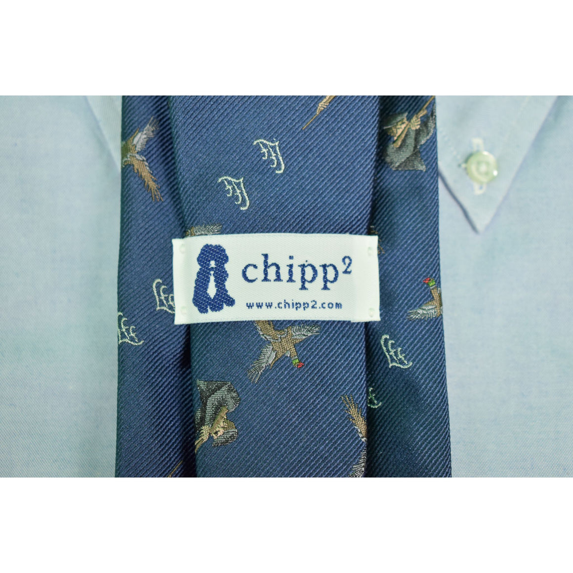 "Chipp 2 Blue Silk Twill Pheasant Hunter Club Tie"