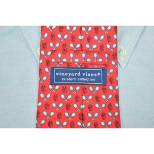 "Piping Rock Club Red X'd Tennis Racquets Silk Tie" (SOLD)
