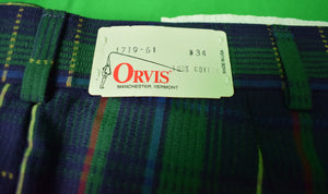 "Orvis Tartan Plaid Cotton Seersucker Trousers" Sz 34"W (New w/ Tag!)