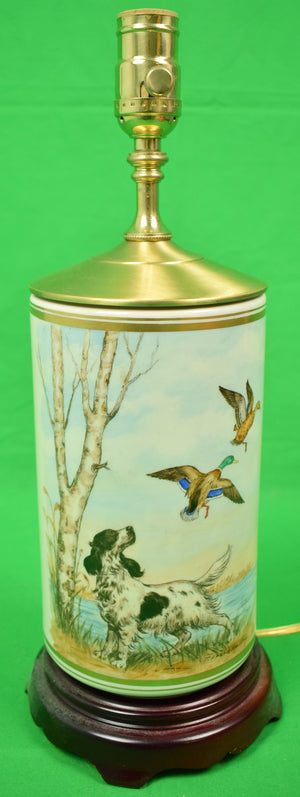 Frank Vosmansky English Setter w/ Hand-Painted Ducks-in-Flight Table Lamp