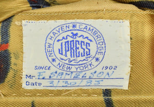 "J. Press c1985 Silk/ Wool Oyster Sport Jacket w/ Pheasant Print Gold Silk Lining" Sz: 42R (SOLD)