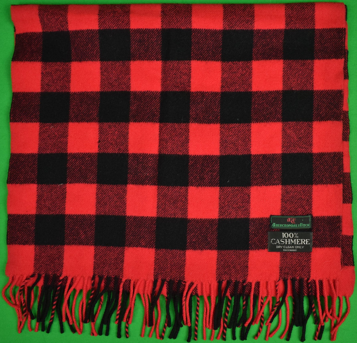 Abercrombie & Fitch Red/ Black Buffalo Check Cashmere Scarf