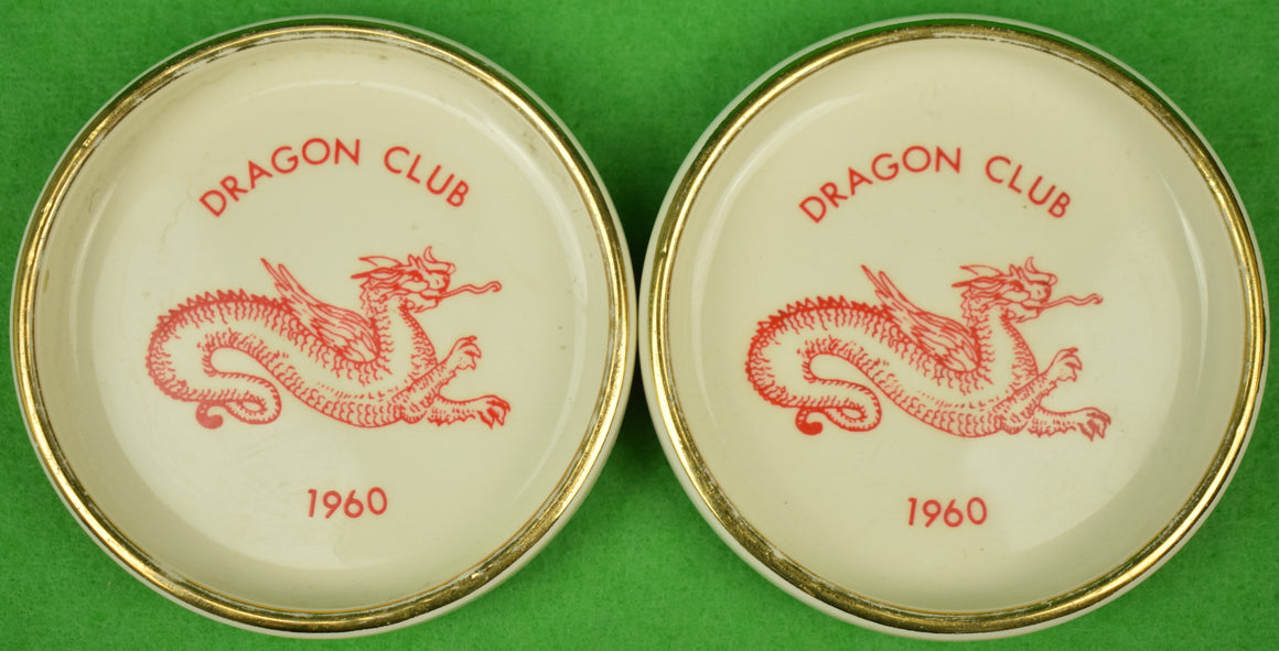 "Pair x 1960 Dragon Club Ashtrays/ Coasters w/ Gold Trim"
