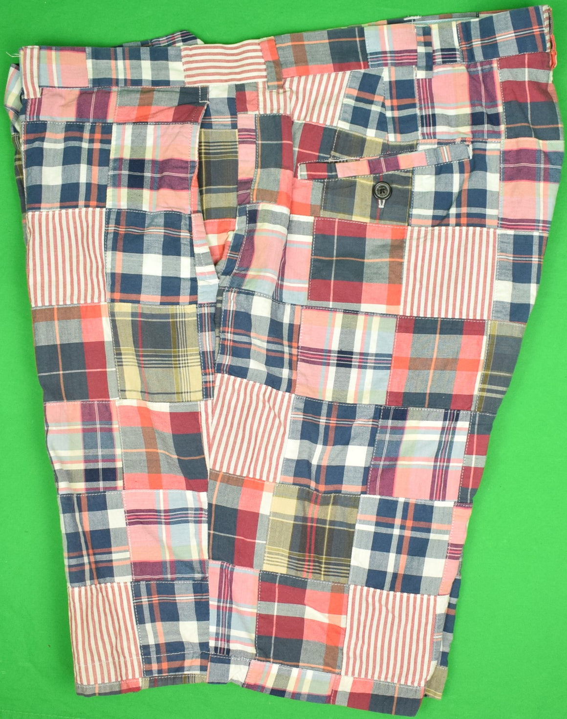 Brooks Brothers Red/ White & Blue Patch Madras/ Seersucker Bermuda Shorts Sz: 42 (SOLD)