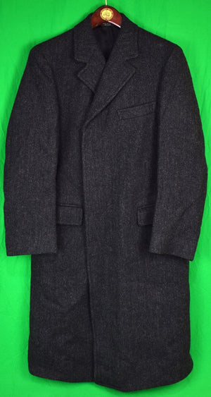 The Andover Shop Charcoal Herringbone Cheviot Tweed Overcoat Sz 41R (As New)