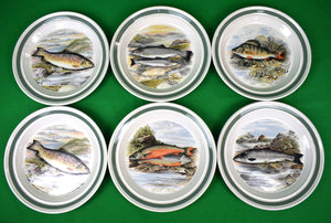 Set x 6 Dinner Plates The Compleat Angler British Fishes By AJ Lydon c1981 Portmeirion (SOLD)