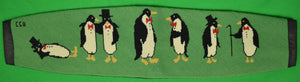 "Hand-Needlepoint Cummerbund w/ 7 Tux Clad Penguins" (New/ Old Stock) (SOLD)