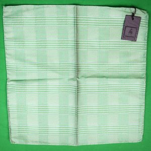 "Jacques Britt Lime Green Glen Plaid Italian Silk Pocket Square" (NWT) (SOLD)