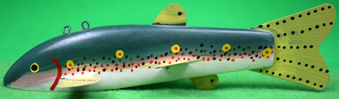 "Hand-Carved/ Painted Fish Decoy by Lawrence Bethel of Lake George, MN."