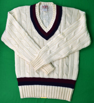 "Alan Paine English Wool Wimbledon V Neck Tennis Cable Knit Sweater" Sz 40 (DEADSTOCK w/ Tag) (SOLD)