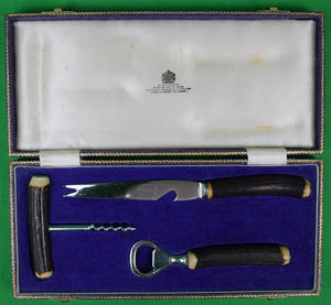 Asprey & Co Staghorn 3pc Bar Set In Original Purple Gift Box
