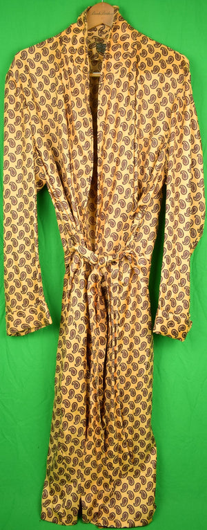 Brooks Brothers Yellow w/ Burg Paisley English Silk Dressing Gown Sz: L (SOLD)