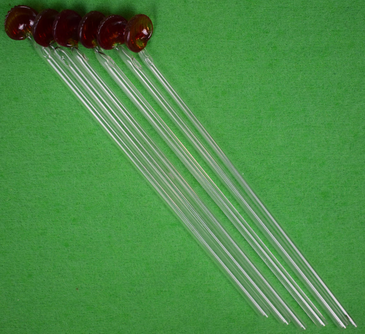 Set Of 6 Seashell Glass Swizzle Stick/ Straws