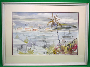 "Bermuda Island Harbour Scene" c1955 Watercolour By Alfred Birdsey (SOLD)