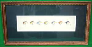 "7 Wet Trout Flies" 1997 Watercolour by (British, Harry Spencer)