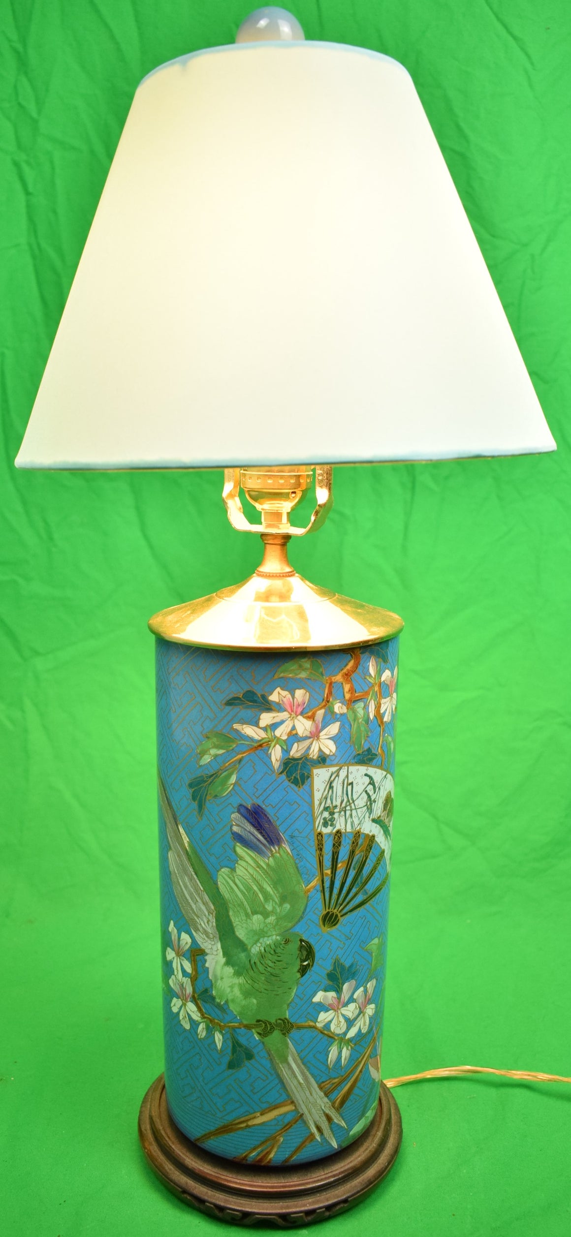 "Blue Cloisonne Floral Lamp"