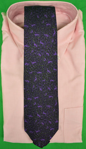 "Drakes x Holland & Holland Hunting Dog Purple/ Olive Silk Tie" (SOLD)