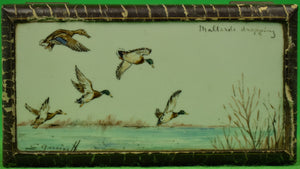 "Mallards Dropping By Cyril Gorainoff Tile & Leather Cigarette Box" (SOLD)
