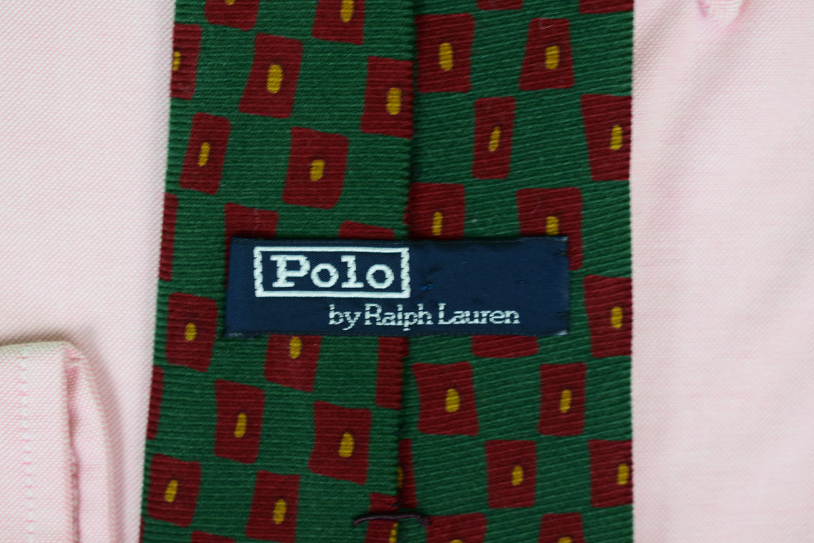 "Polo By Ralph Lauren Hunter Green/ Burg Foulard Challis Tie"