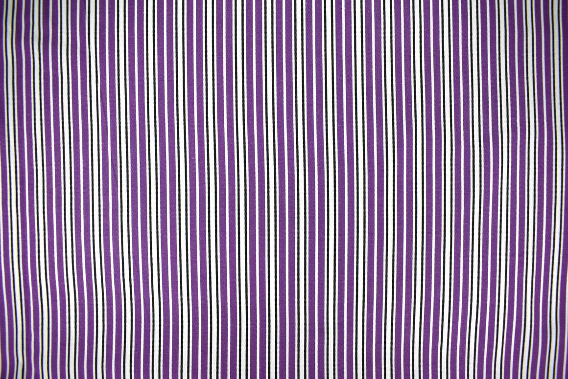 "Purple/ Black & White Stripe Broadcloth Shirting Fabric"
