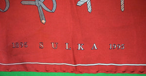 Sulka 1895-1995 Red Silk Necktie Motif Pocket Sqaure