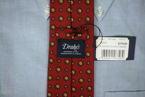 "Drake's English Silk Burgundy Foulard Tie" (NWT)