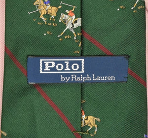 Polo by Ralph Lauren Hunter Green w/ Burg Stripe Jacquard Silk Tie w/ Polo Match Motif
