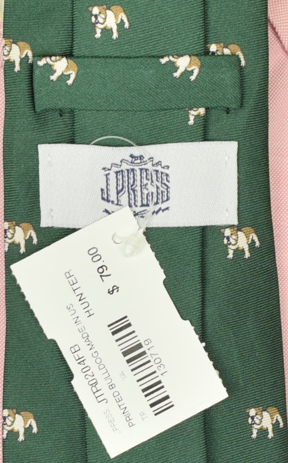 "J. Press Hunter Green Yale Bulldog Silk Tie" (NWT) (SOLD)